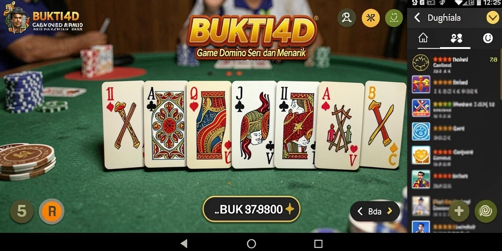 Screenshot gameplay utama BUKTI4D yang menunjukkan suasana permainan Domino.
