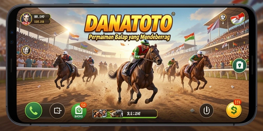 Tampilan gameplay menegangkan dari DANATOTO di trek balapan.