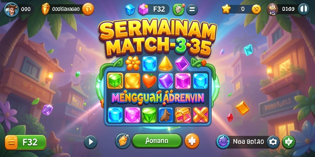 Tampilan gameplay F32 yang menawan di level Match-3.