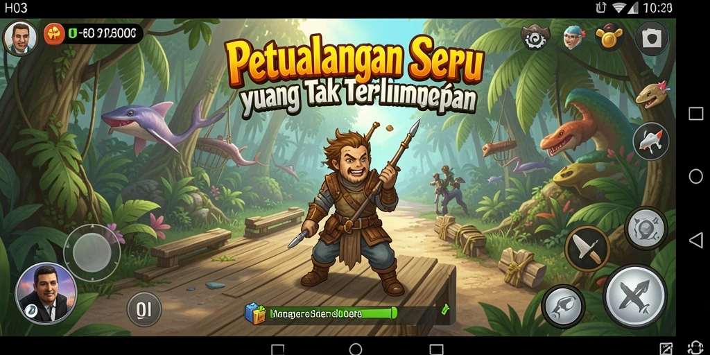Screenshot utama H03 menampilkan pemain menjelajahi dunia petualangan yang kaya.