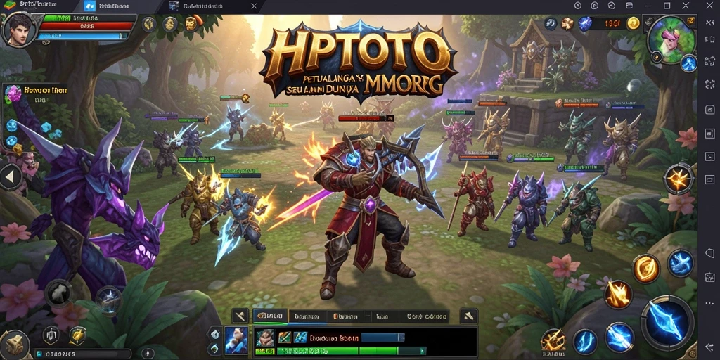 Tangkapan layar gameplay HPTOTO menampilkan pertarungan seru di dunia MMORPG.