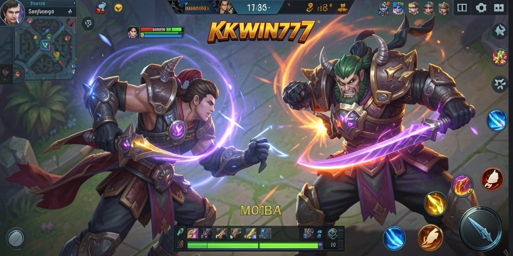 Tangkapan layar gameplay KKWIN777 yang menunjukkan aksi pertarungan epik.