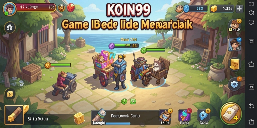 Screenshot gameplay KOIN99 menampilkan aktivitas mengumpulkan koin Idle.