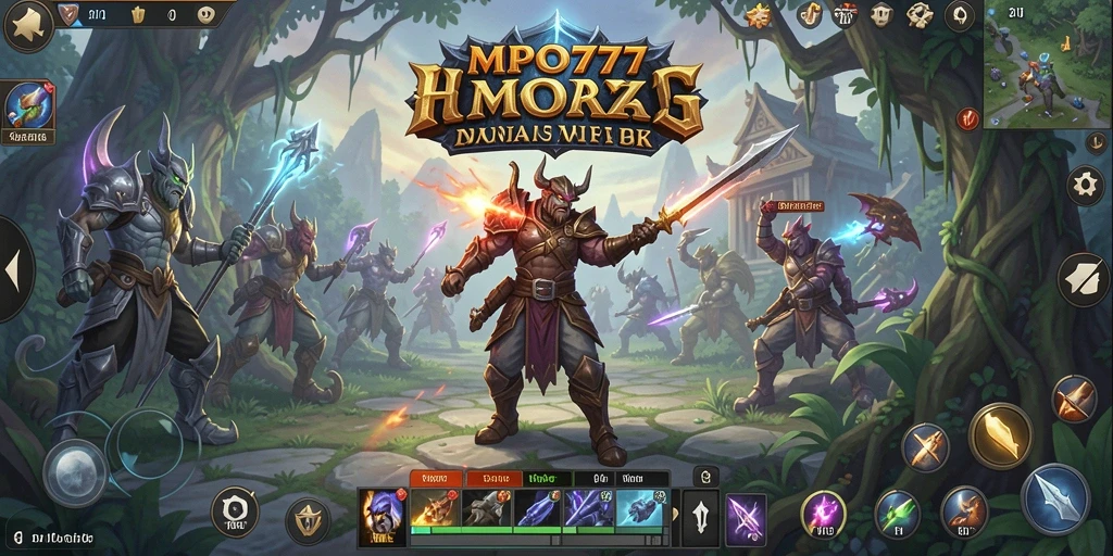 Screenshot utama MPO777 menampilkan aksi pertarungan epik dalam MMORPG.