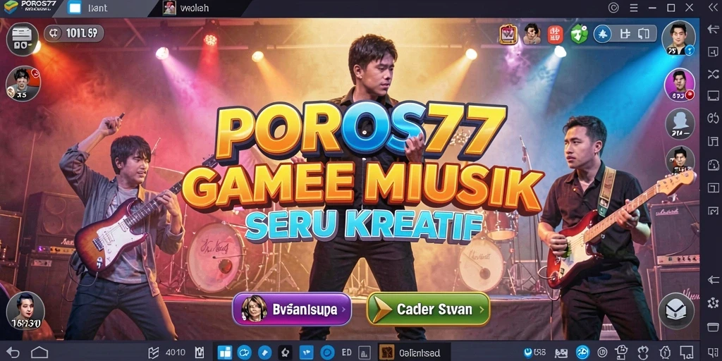 Screenshot utama POROS77 menampilkan gameplay musik yang seru dan interaktif.