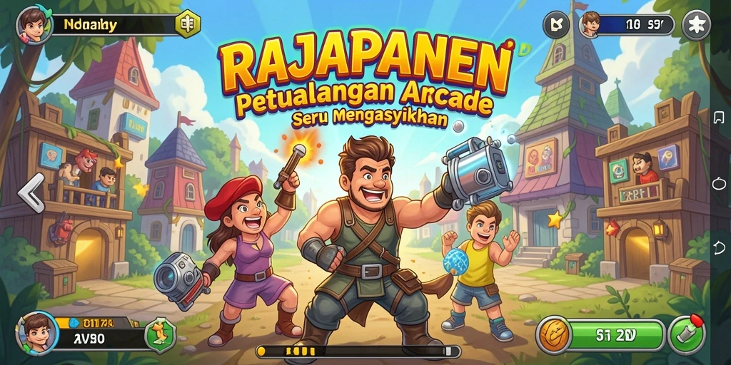 Tampilan aksi seru dalam gameplay RAJAPANEN yang penuh warna.
