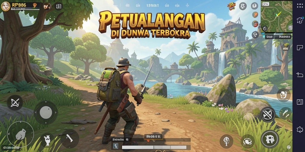 Screenshot menunjukkan petualangan seru dalam dunia terbuka RP886.