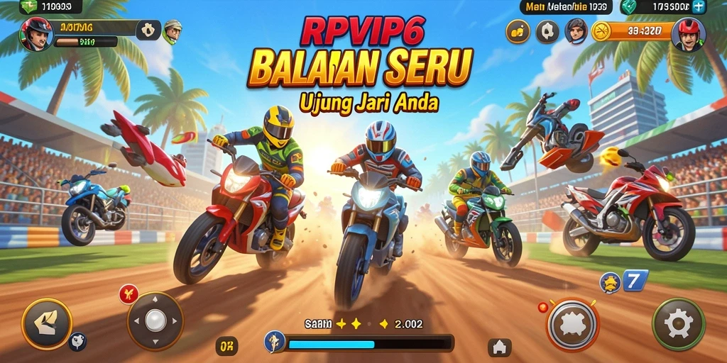 Tampilan gameplay <strong>RPVIP6</strong> yang seru dan aksi balap yang mendebarkan.