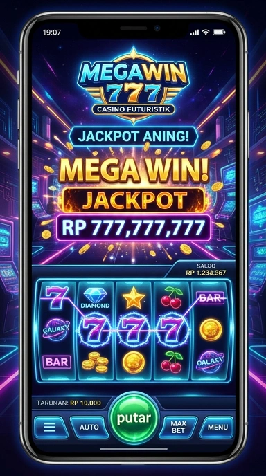 Screenshot tampilan utama dari aplikasi megawin777.